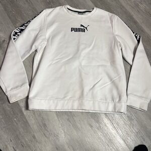 PUMA Crew Neck Spellout Jumper Sweatshirt Womens L White‎ Bag 6